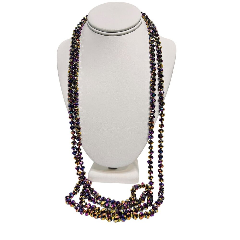Kirks Folly Single Strand Purple Shimmer Bead Flapper Necklace (6281)